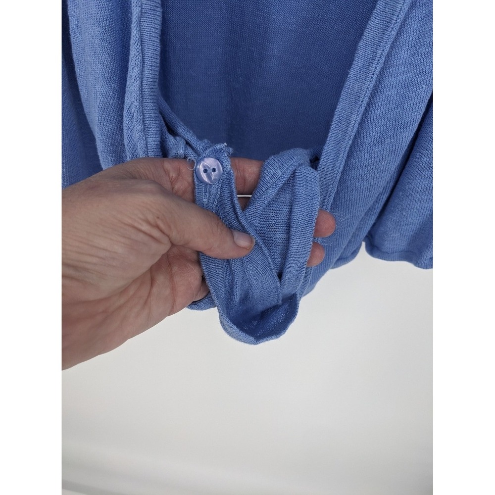 J Jill Wearever Collection Sweater Womens XL Blue Linen Blend Drape Front Wrap - Picture 5 of 11